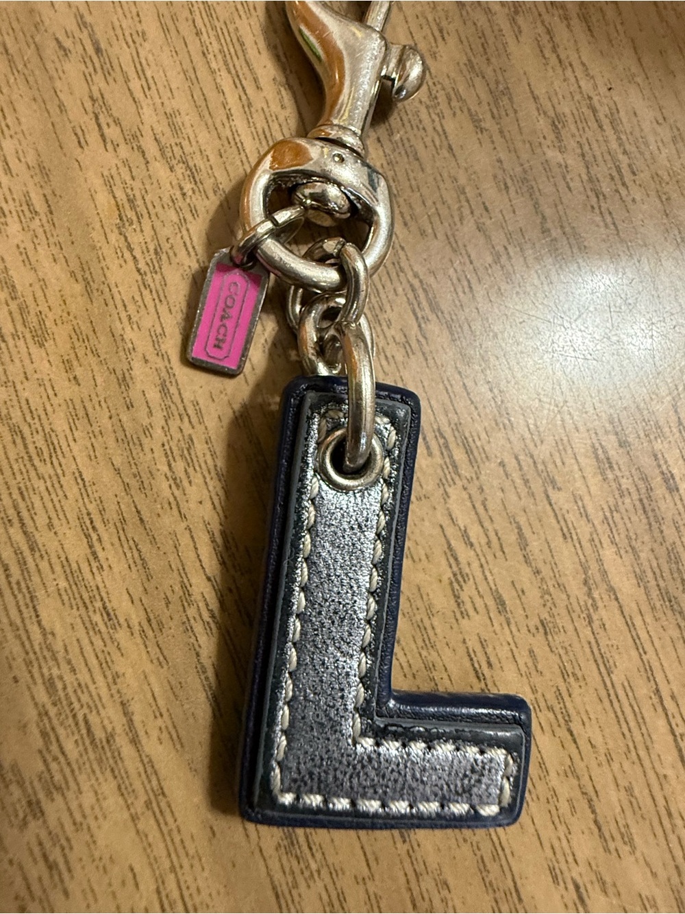 Coach bag charm key chain initial L